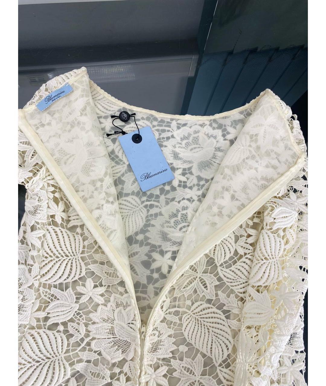 BLUMARINE Белое хлопковое коктейльное платье, фото 3