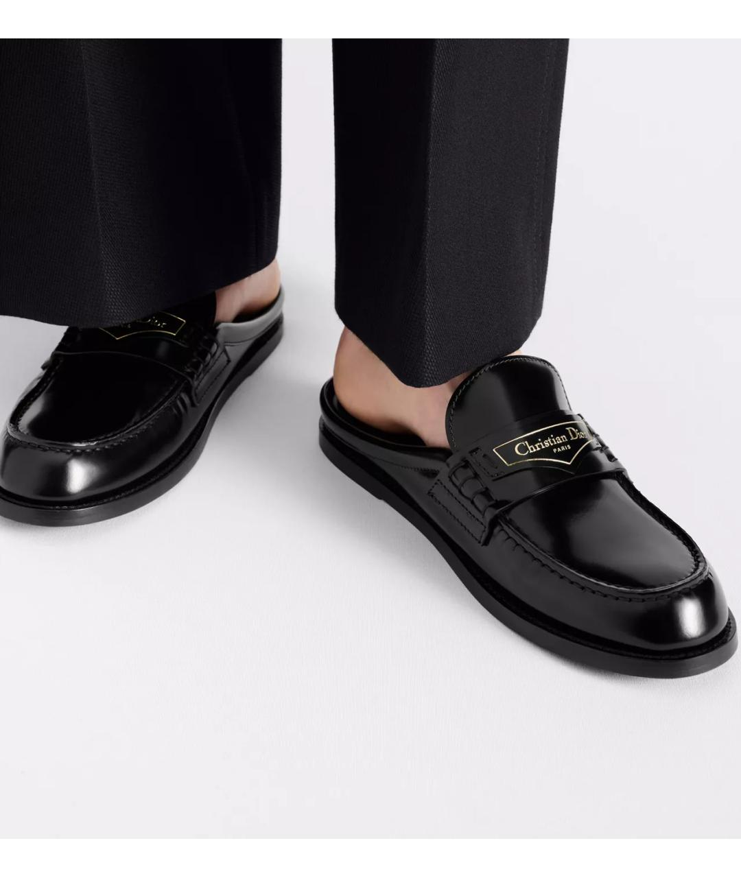 CHRISTIAN DIOR Черные кожаные сабо, фото 4