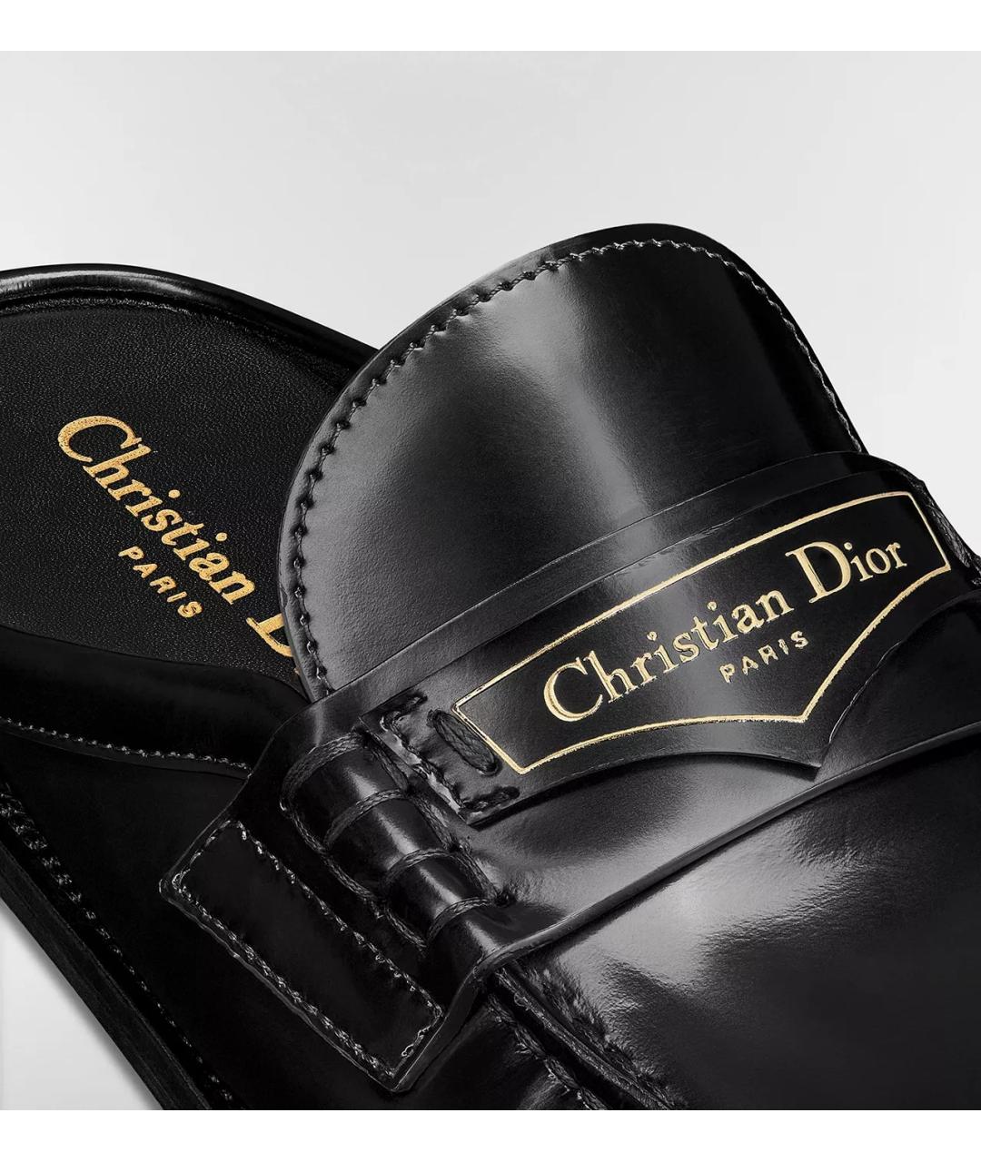 CHRISTIAN DIOR Черные кожаные сабо, фото 3