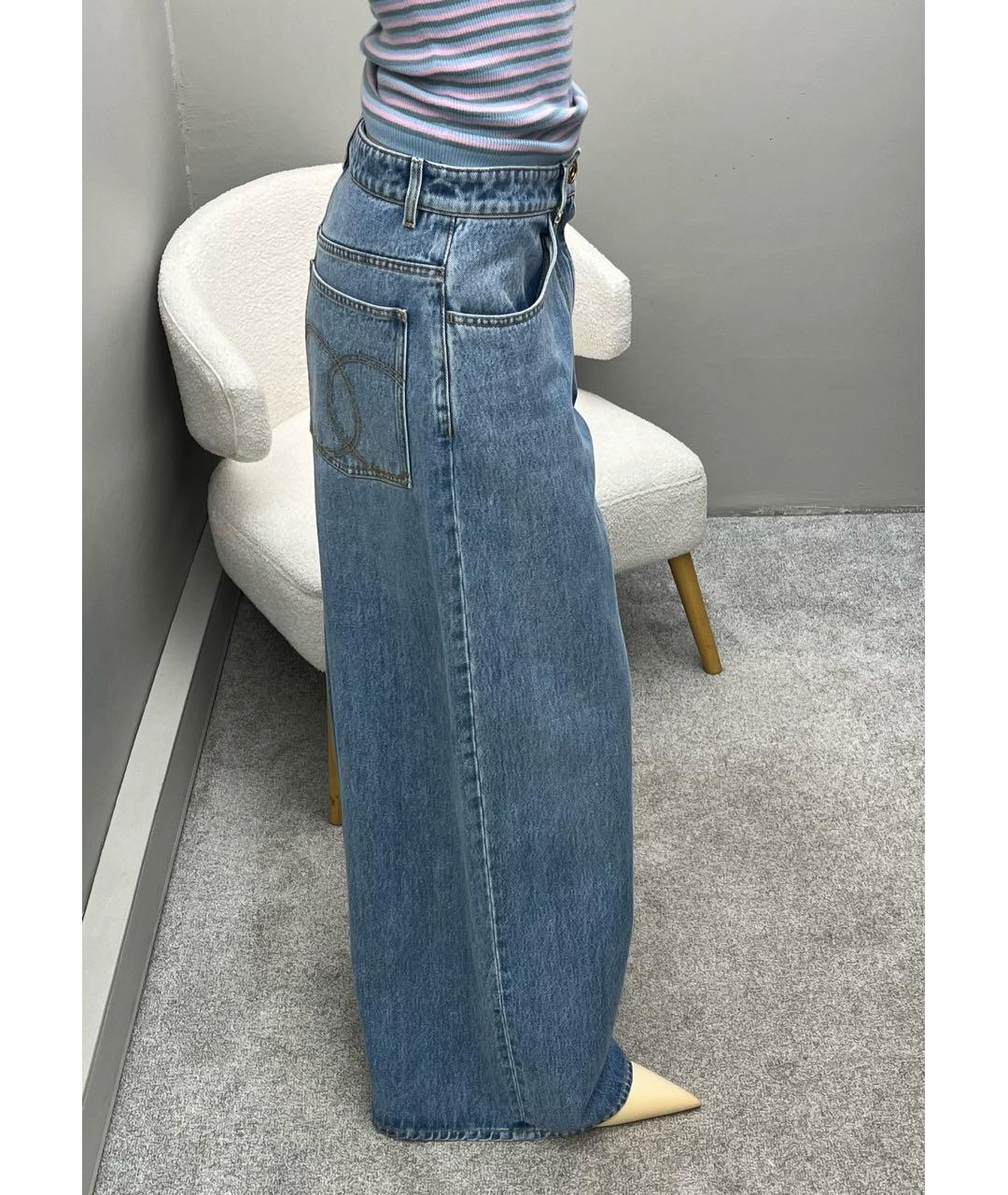 CHANEL Голубые хлопковые прямые джинсы, фото 5