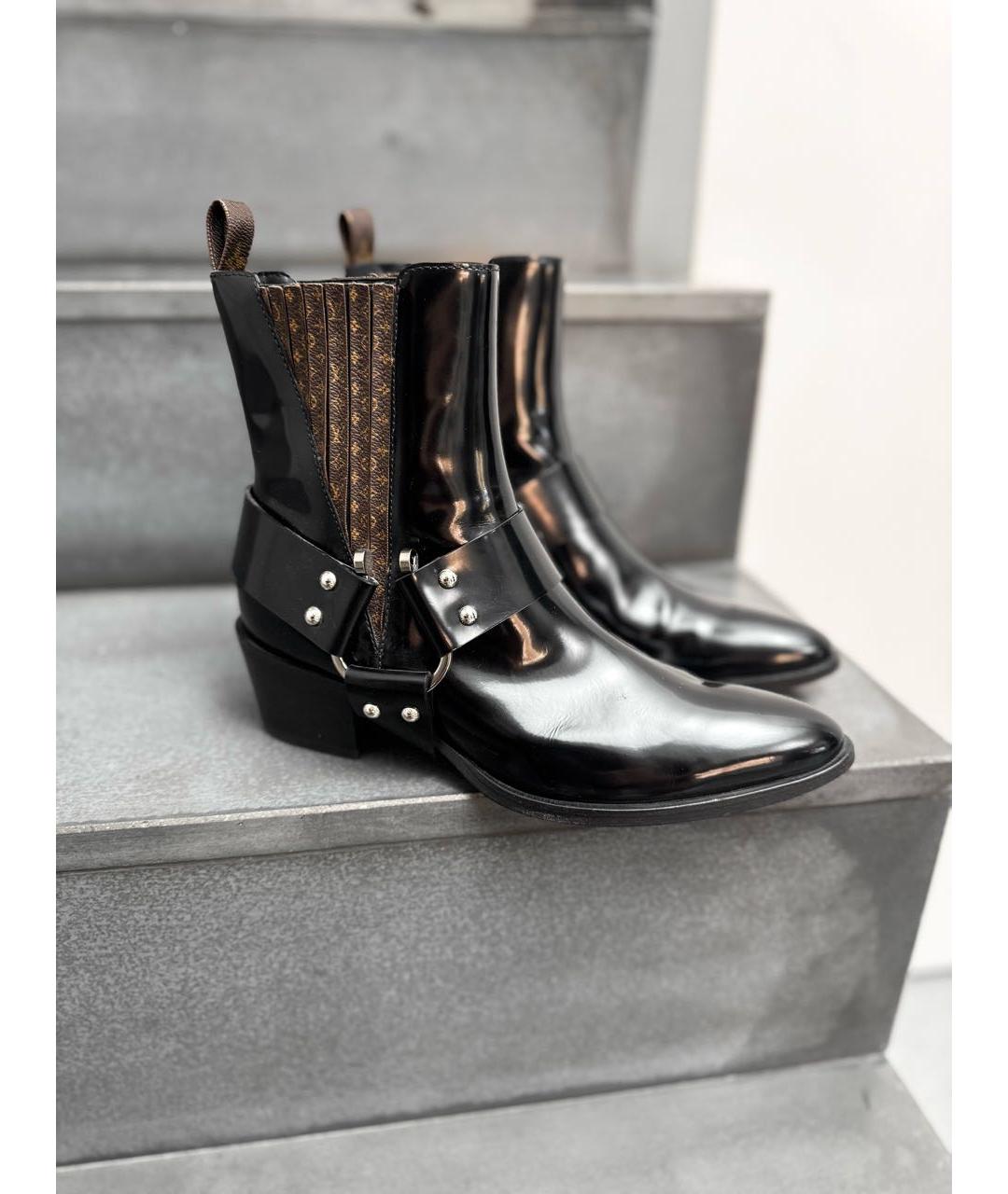 LOUIS VUITTON Черные кожаные полусапоги, фото 9