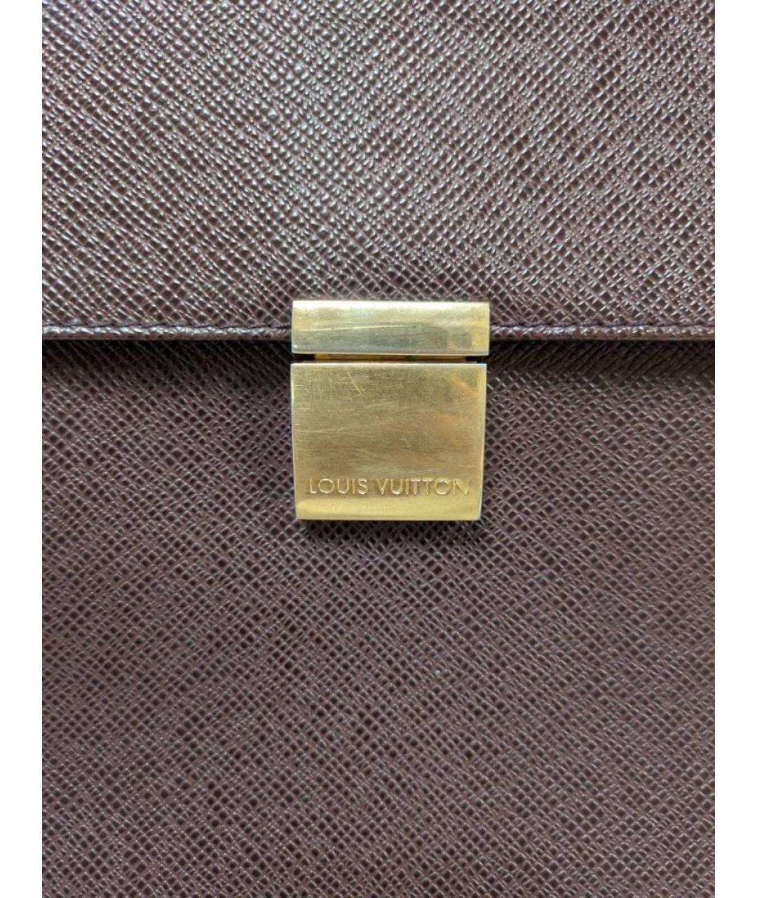 LOUIS VUITTON Коричневый кожаный портфель, фото 3