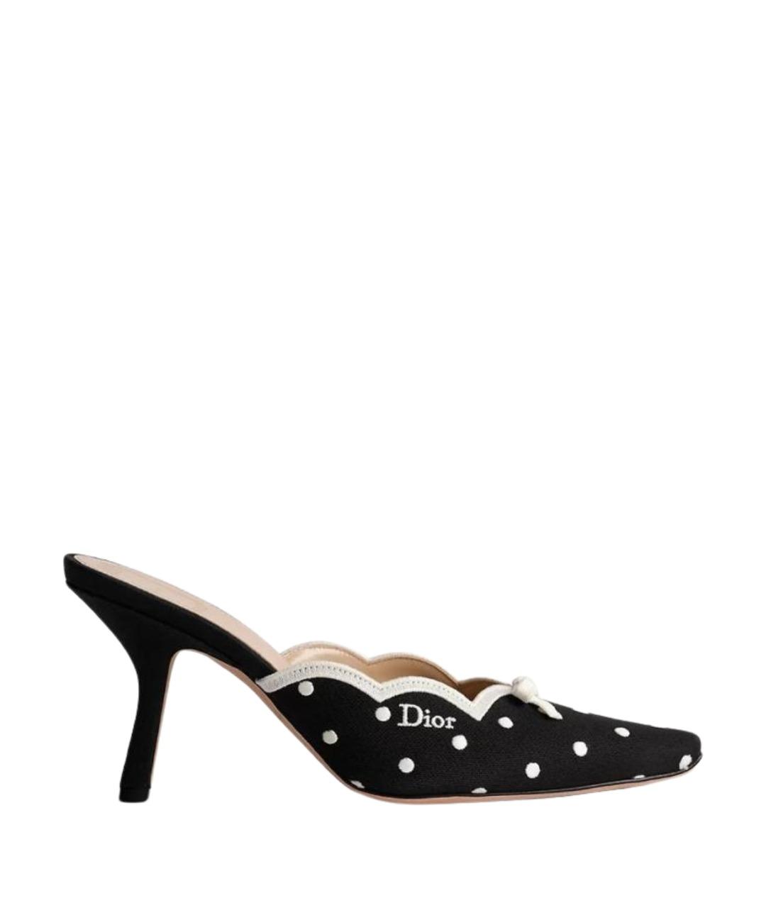 CHRISTIAN DIOR Черные текстильные мюли, фото 1