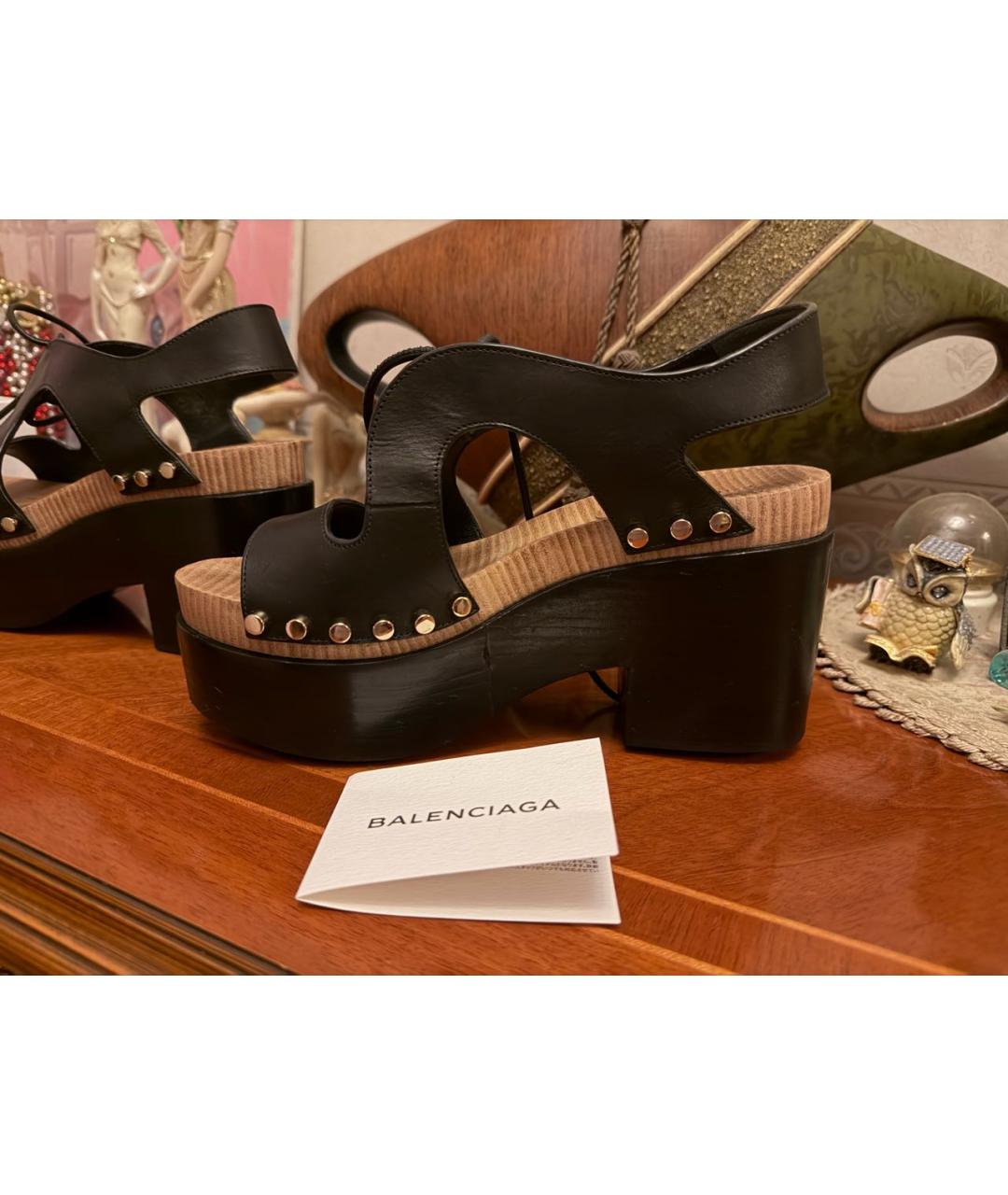 BALENCIAGA Черные кожаные сабо, фото 6