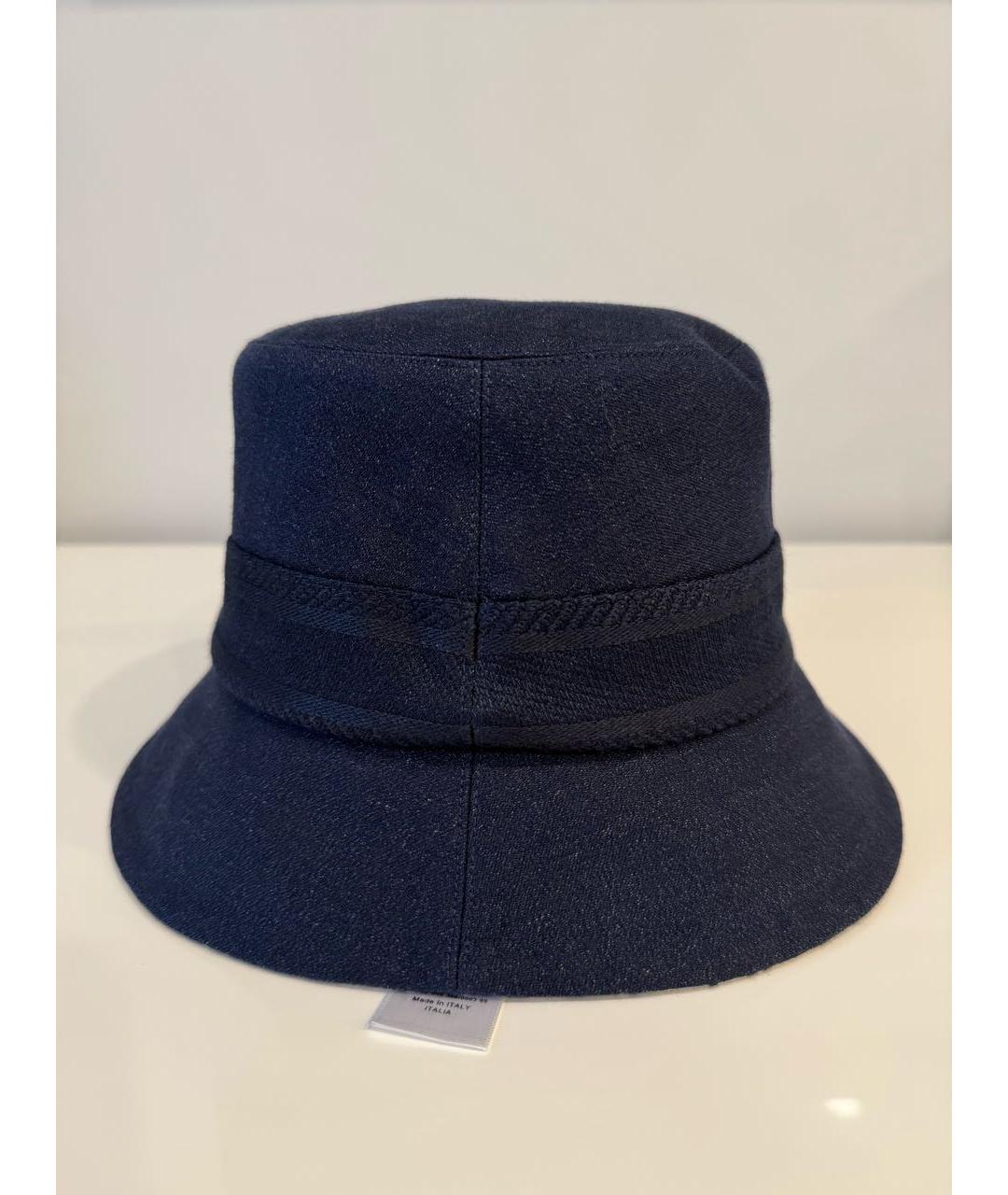 CHRISTIAN DIOR Темно-синяя хлопковая панама, фото 2