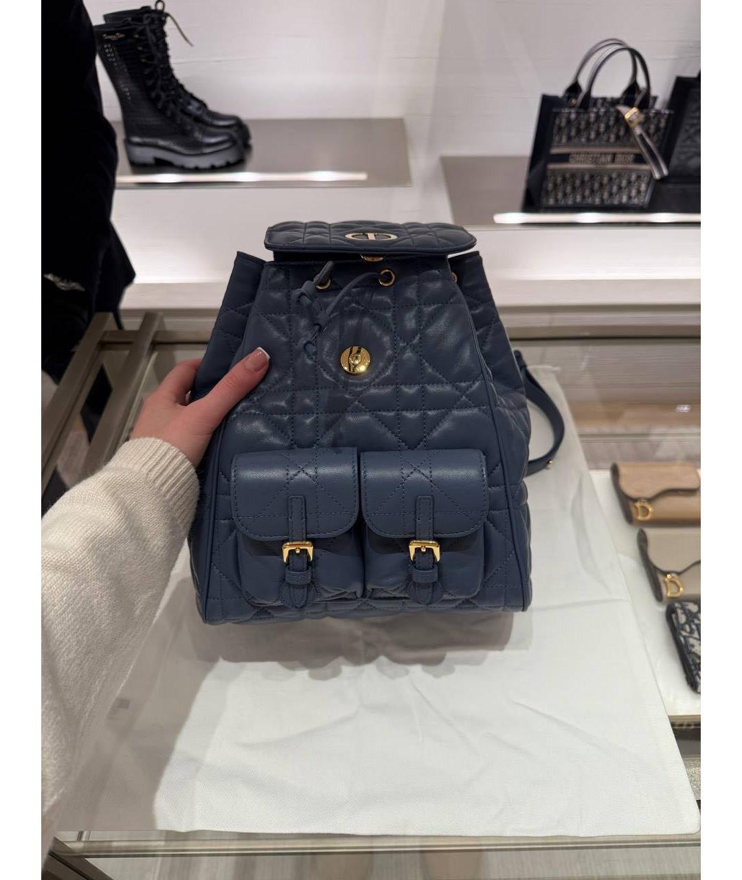 CHRISTIAN DIOR Синий кожаный рюкзак, фото 5