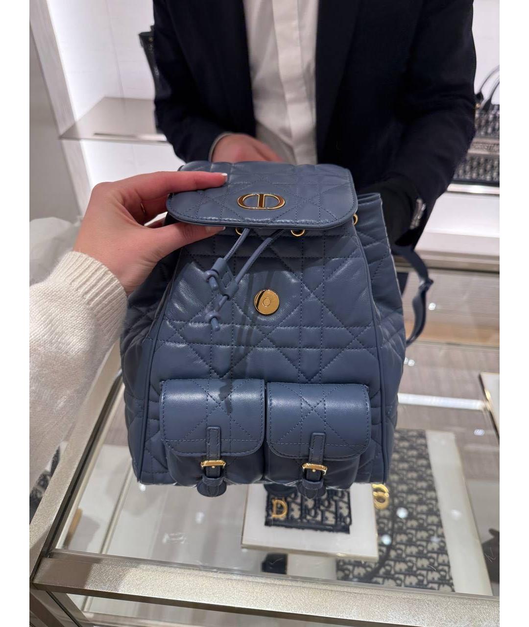 CHRISTIAN DIOR Синий кожаный рюкзак, фото 2