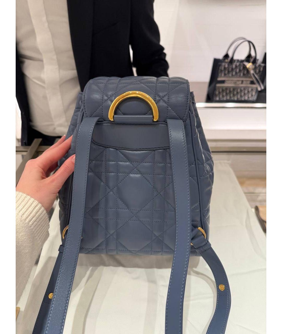 CHRISTIAN DIOR Синий кожаный рюкзак, фото 3
