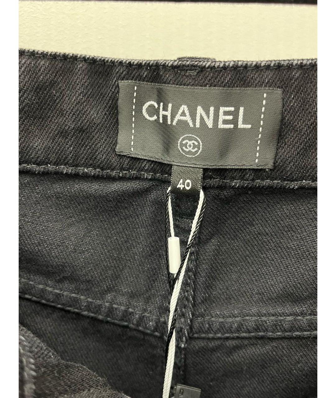 CHANEL Черные хлопковые прямые джинсы, фото 3