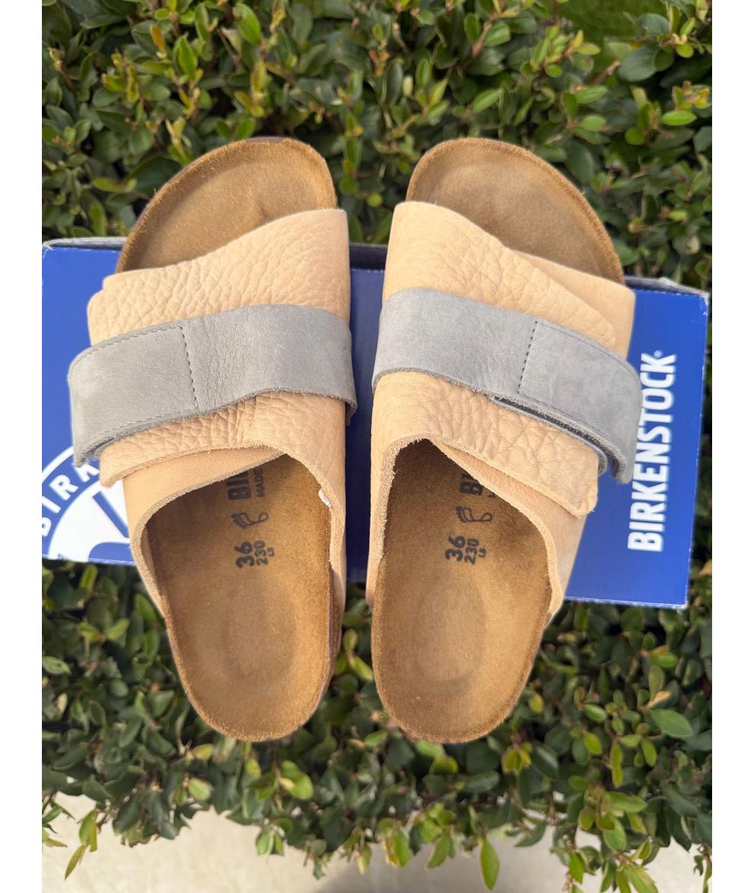 BIRKENSTOCK Бежевые нубуковые шлепанцы, фото 3