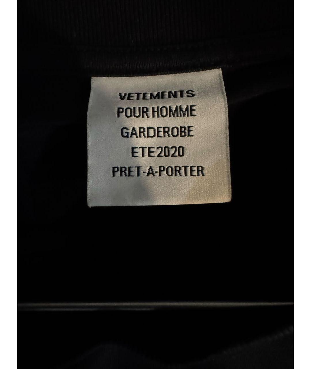 VETEMENTS Черная хлопковая футболка, фото 3