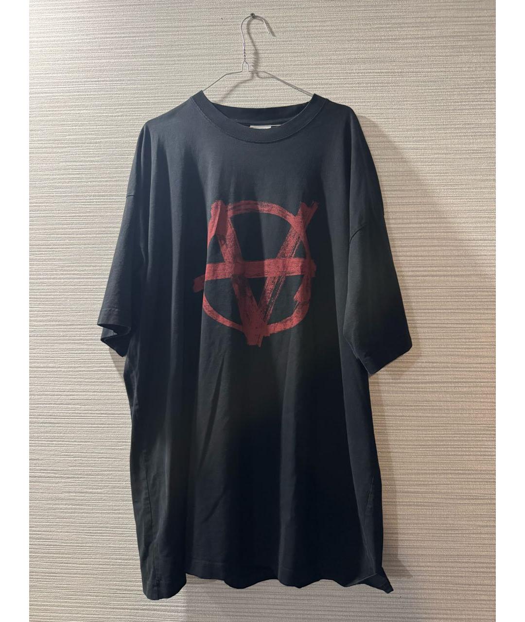 VETEMENTS Черная хлопковая футболка, фото 8