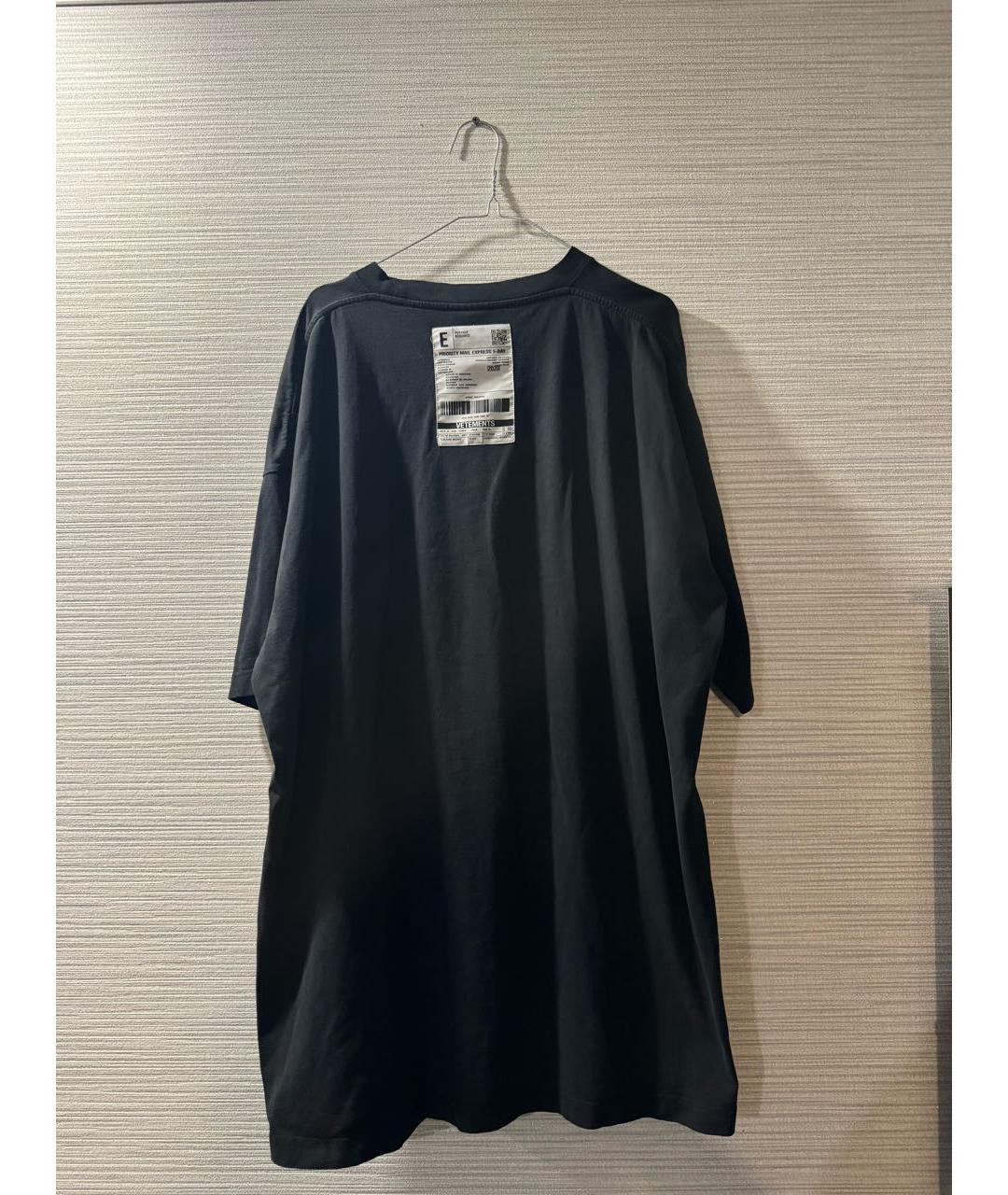 VETEMENTS Черная хлопковая футболка, фото 2