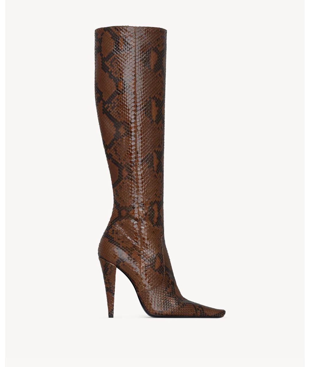 SAINT LAURENT Коричневые сапоги из экзотической кожи, фото 7