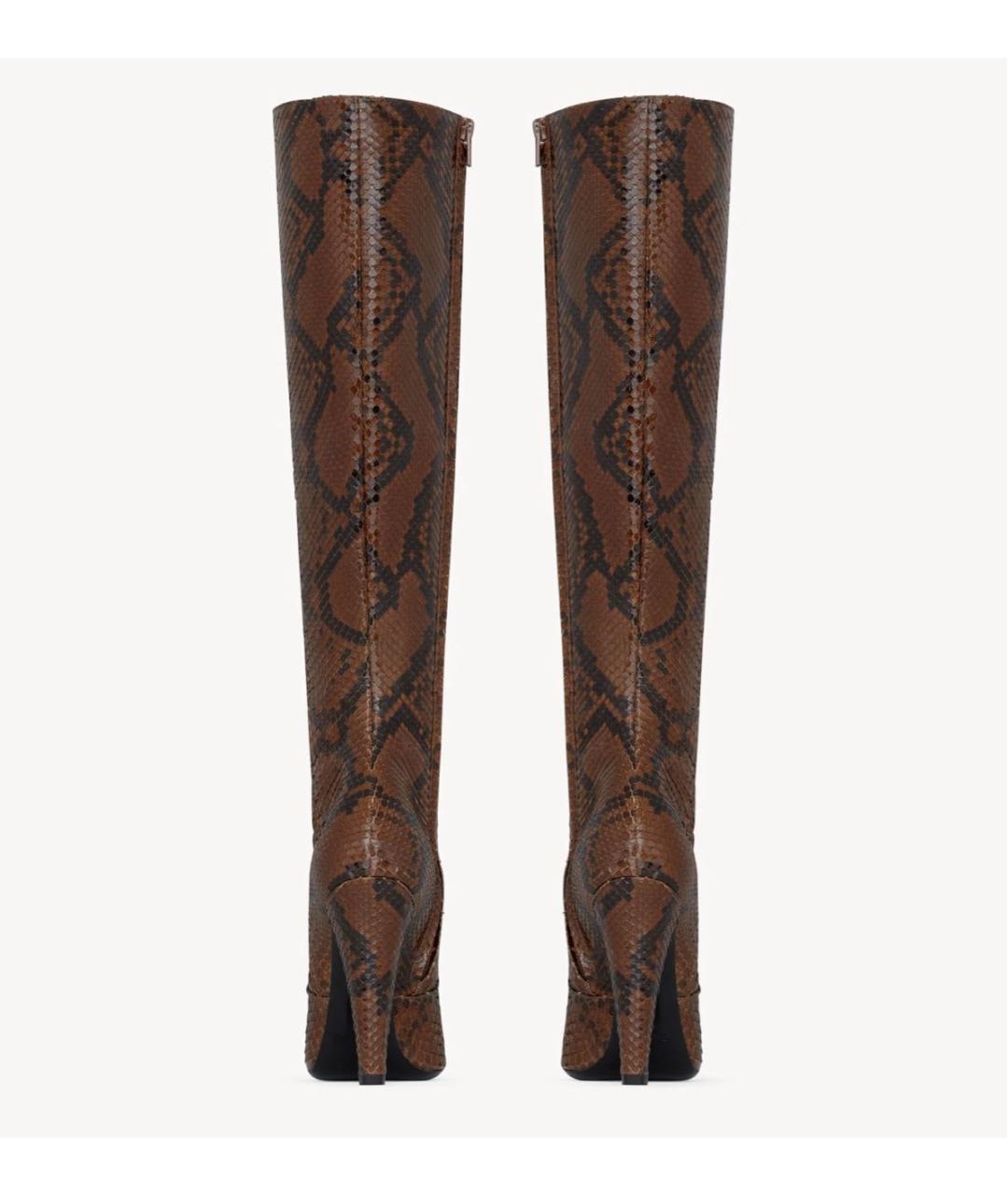 SAINT LAURENT Коричневые сапоги из экзотической кожи, фото 4