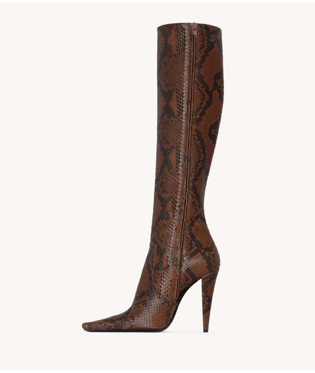 SAINT LAURENT Коричневые сапоги из экзотической кожи, фото 5