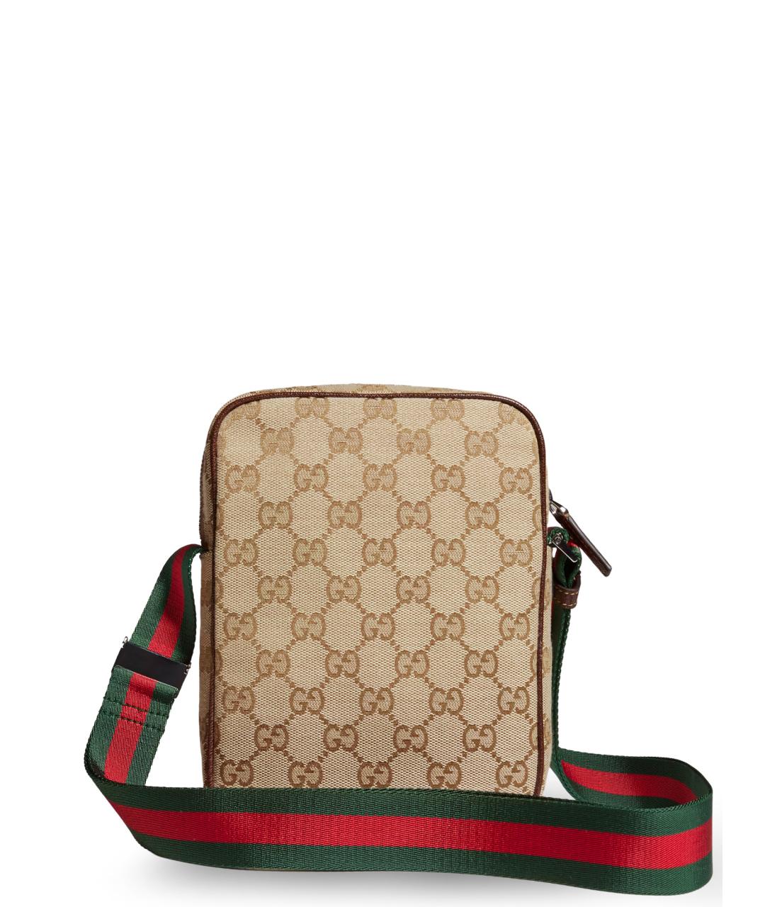 GUCCI Бежевая сумка на плечо из канвы, фото 2