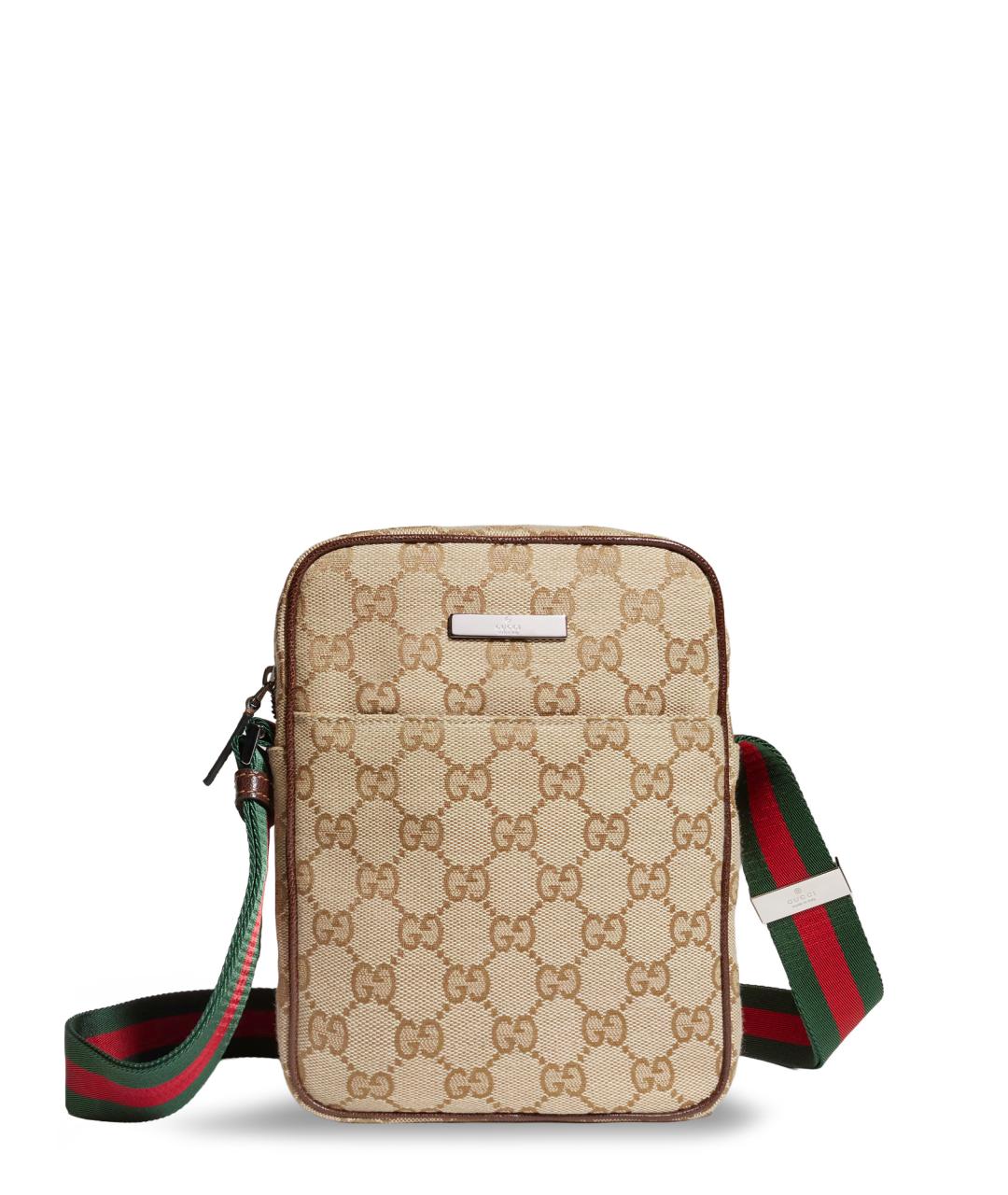 GUCCI Бежевая сумка на плечо из канвы, фото 1
