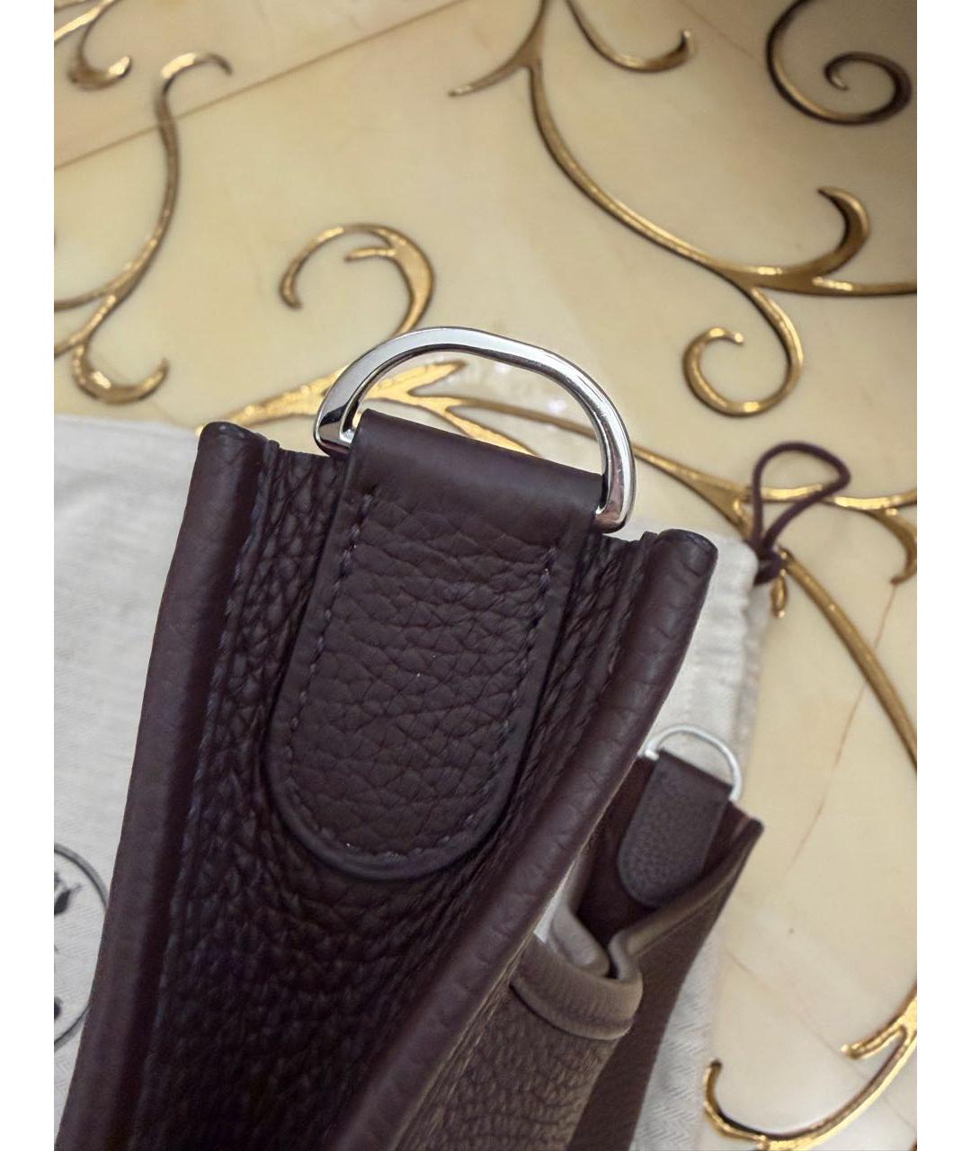 HERMES Бордовая кожаная сумка через плечо, фото 3
