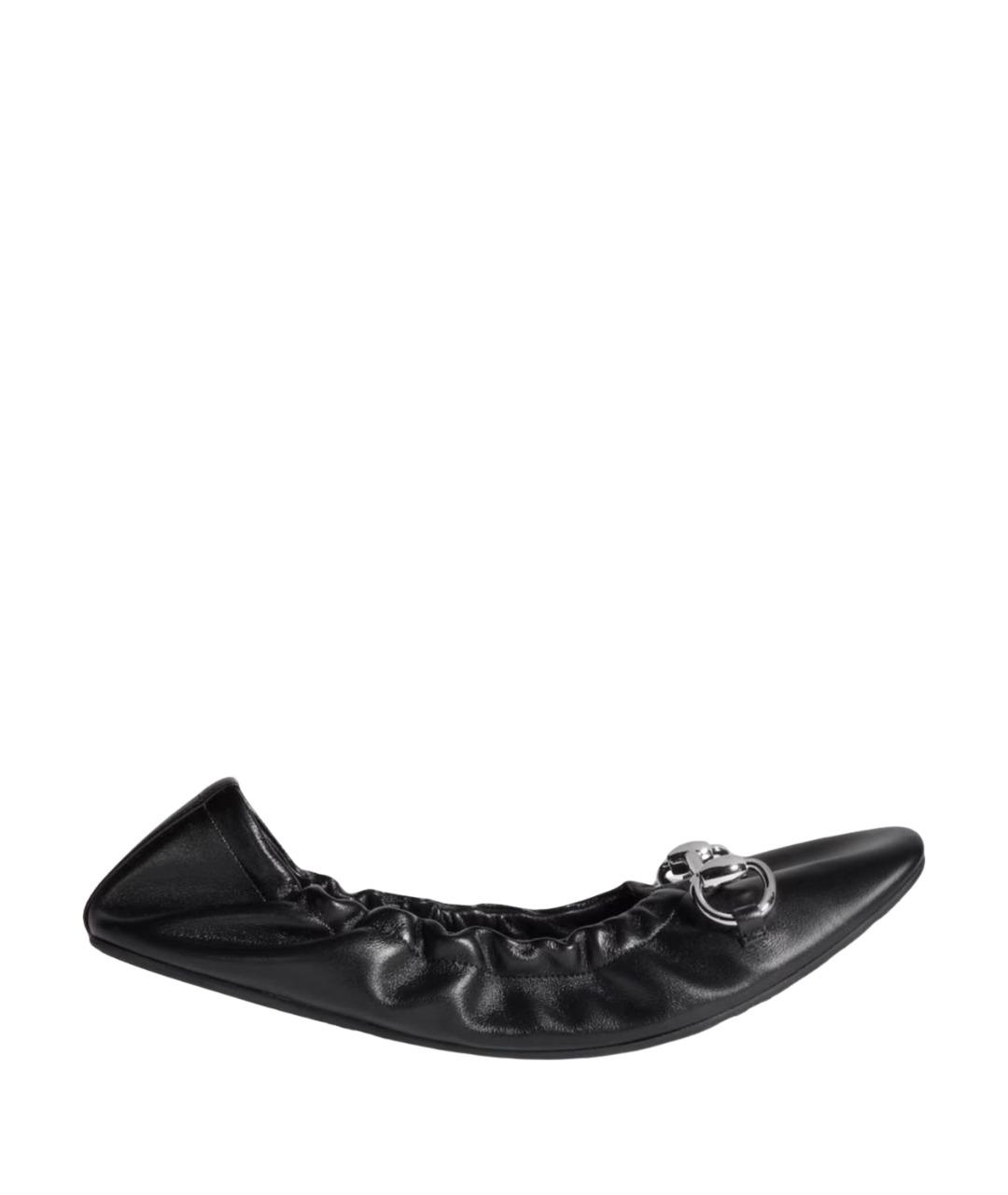GUCCI Черные кожаные балетки, фото 1