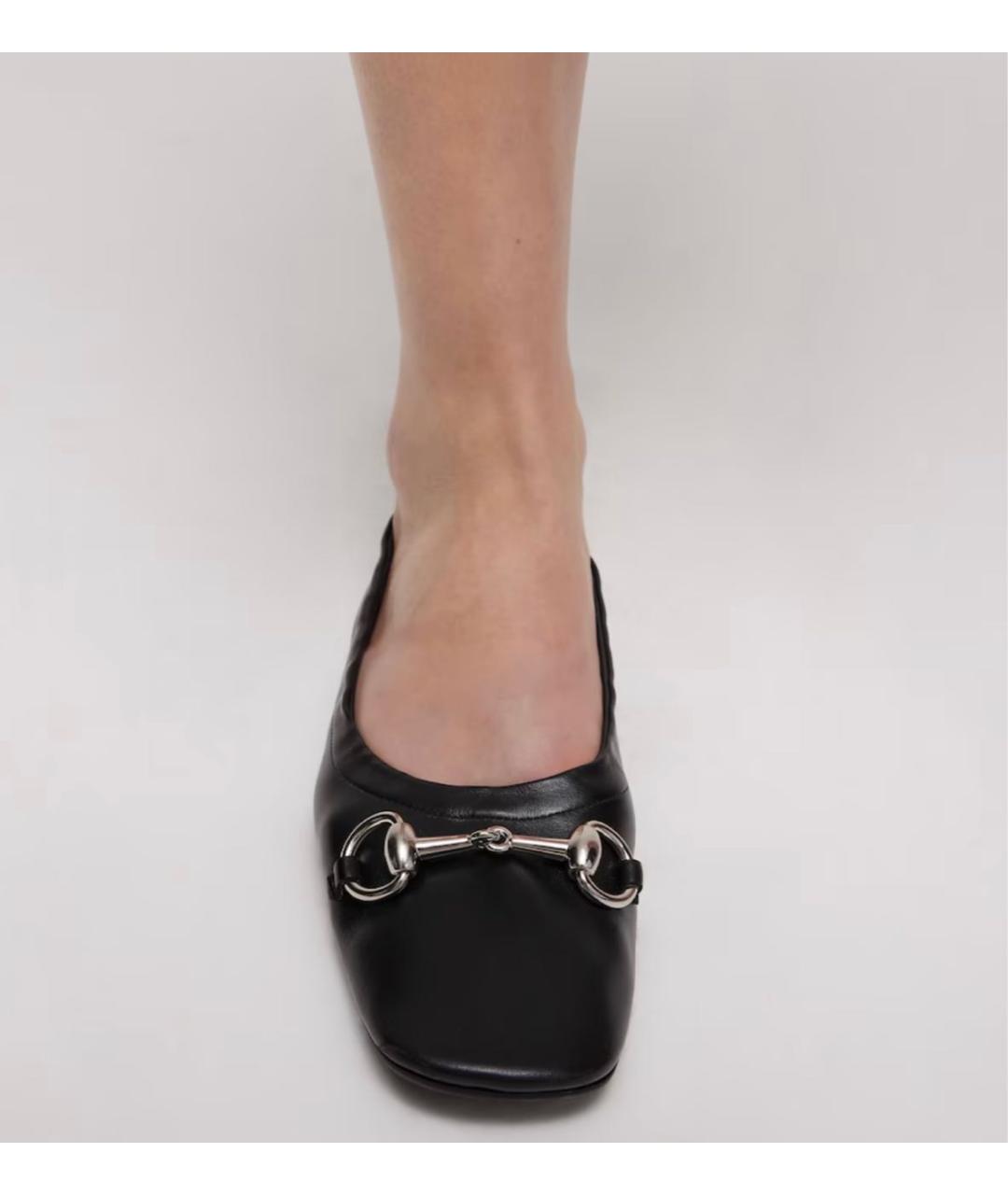 GUCCI Черные кожаные балетки, фото 5
