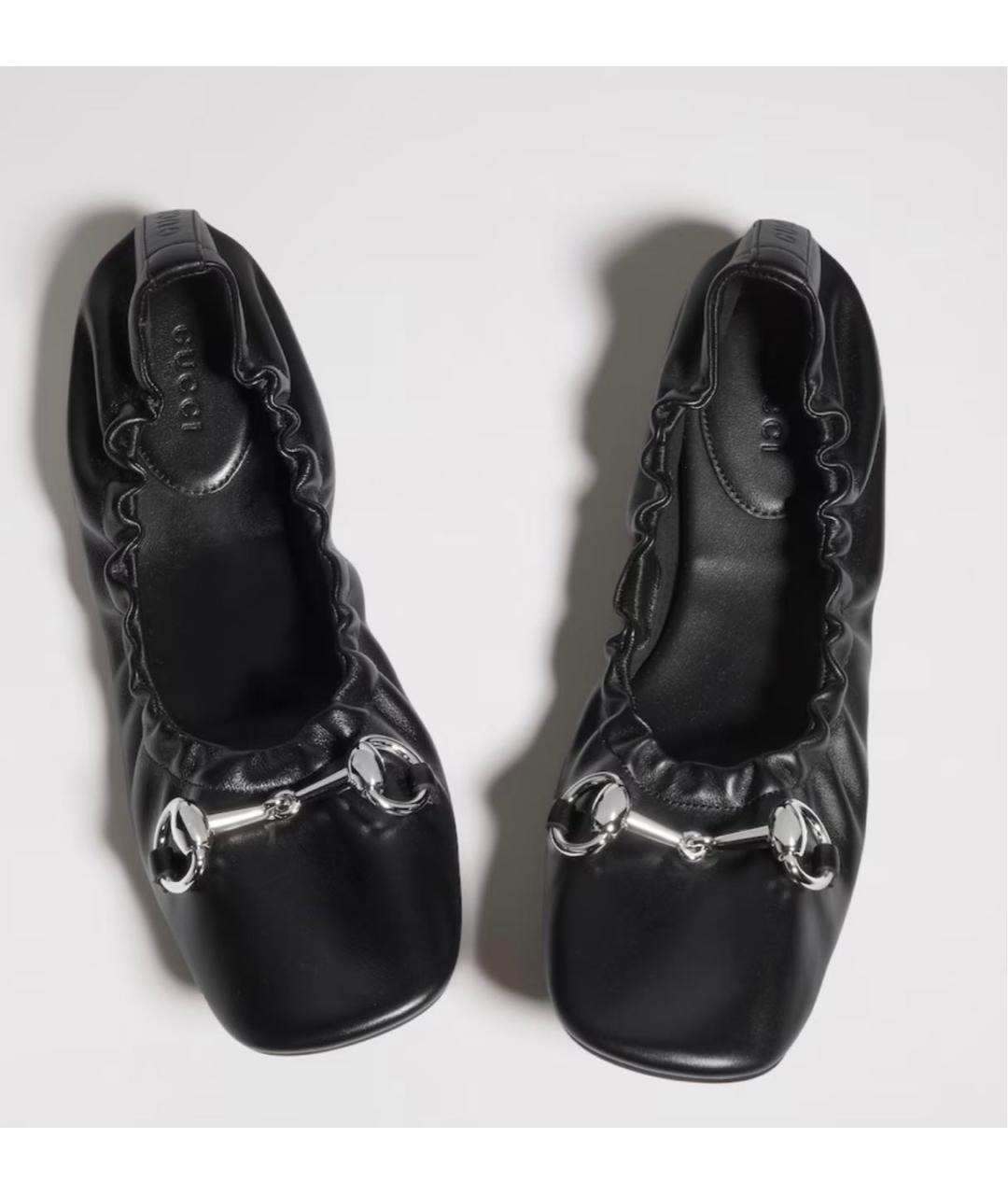 GUCCI Черные кожаные балетки, фото 4