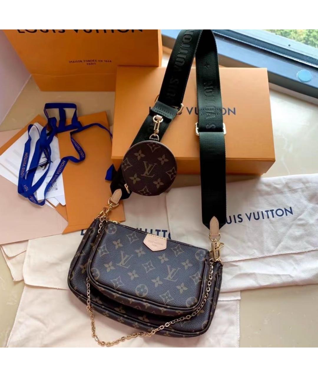 LOUIS VUITTON Коричневая сумка через плечо из искусственной кожи, фото 3