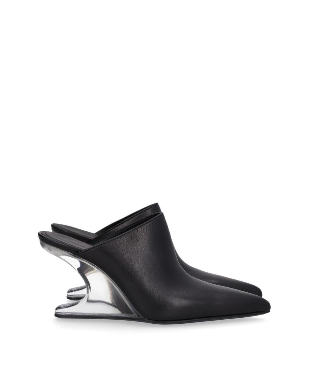 RICK OWENS Черные кожаные сабо, фото 1