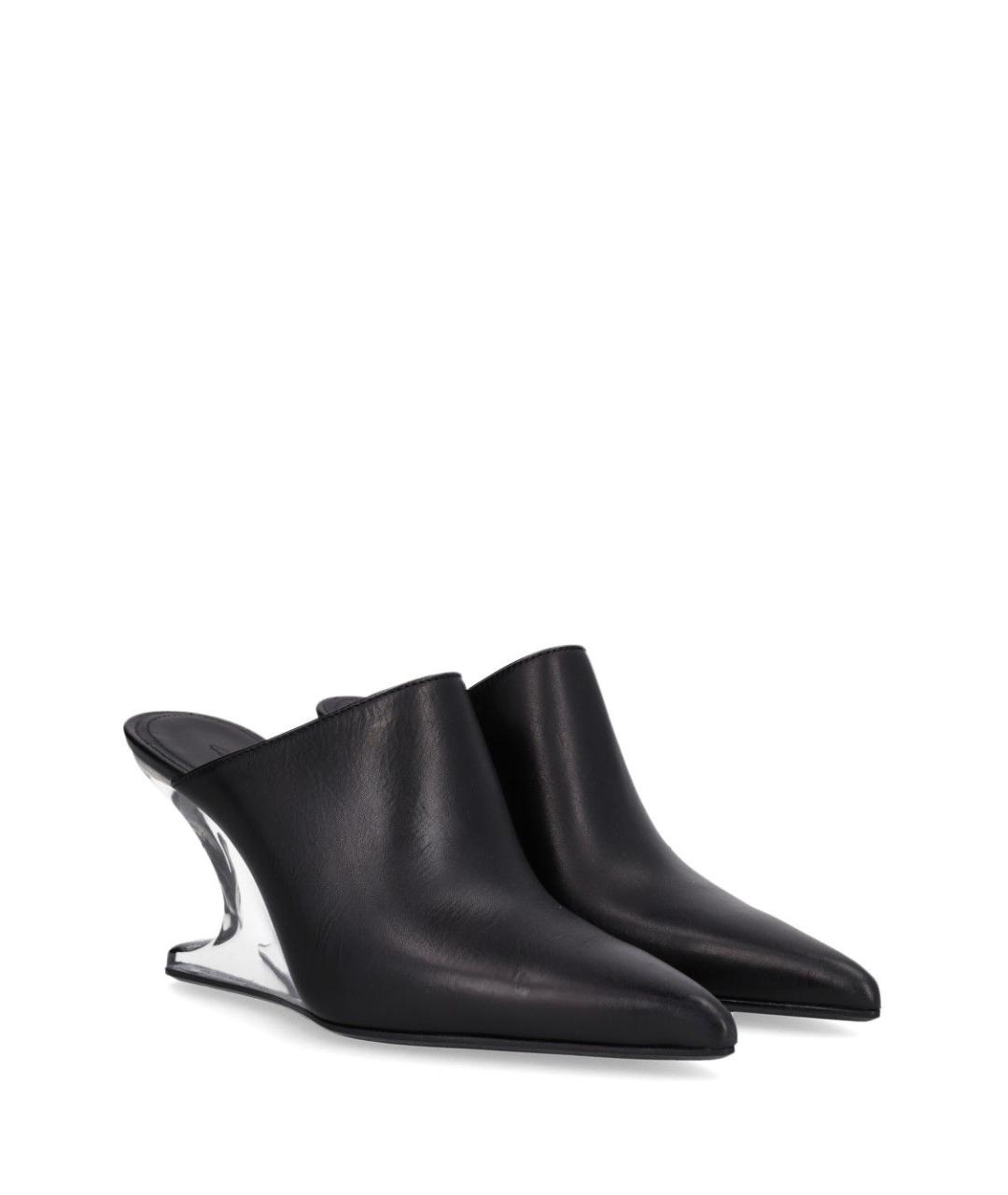 RICK OWENS Черные кожаные сабо, фото 2