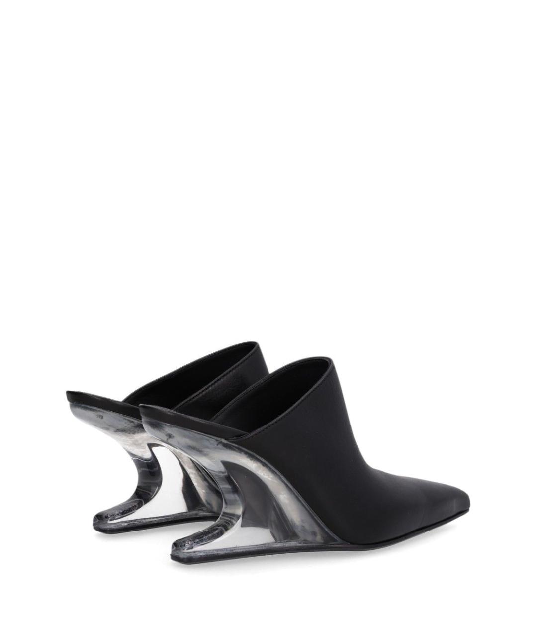 RICK OWENS Черные кожаные сабо, фото 3