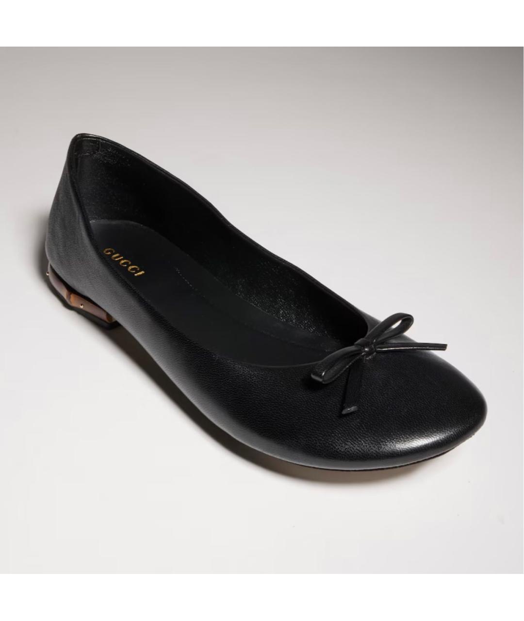 GUCCI Черные кожаные балетки, фото 4