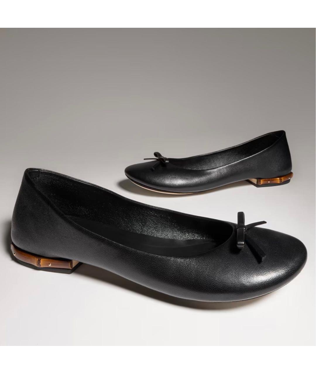 GUCCI Черные кожаные балетки, фото 3