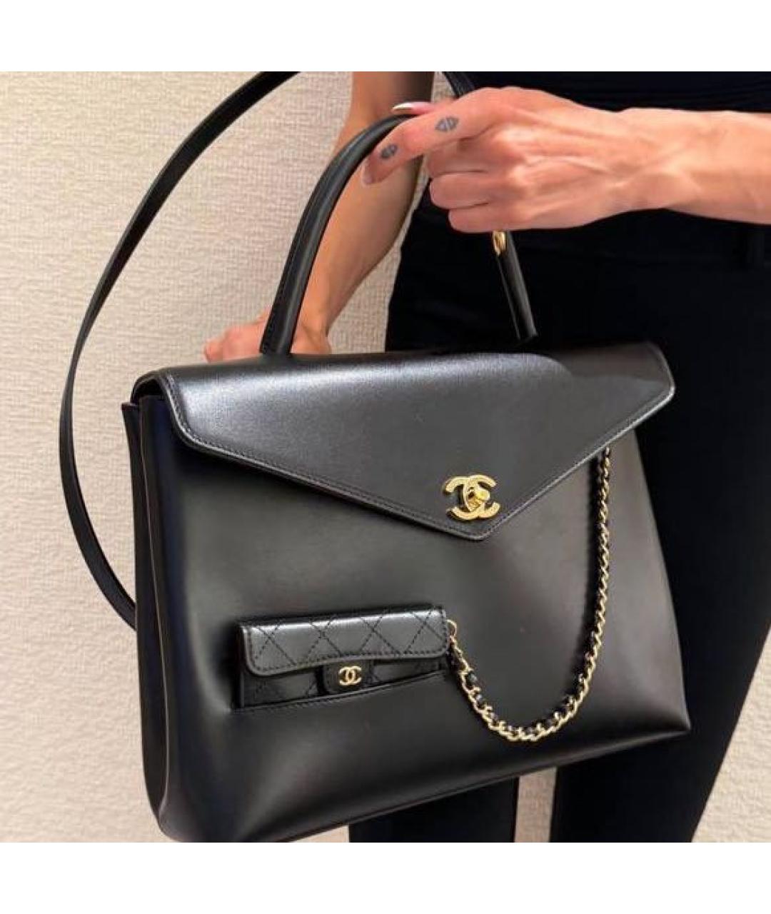CHANEL Черная кожаная сумка тоут, фото 2