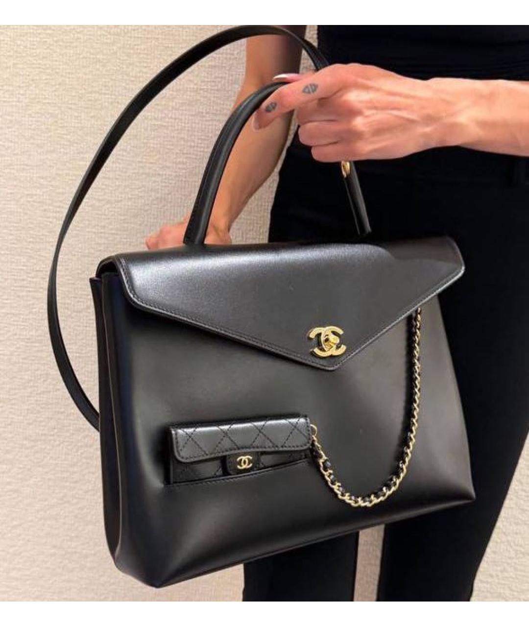 CHANEL Черная кожаная сумка тоут, фото 5