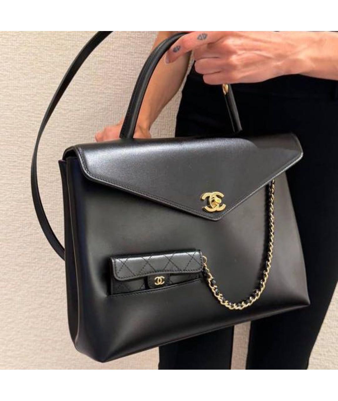 CHANEL Черная кожаная сумка тоут, фото 4