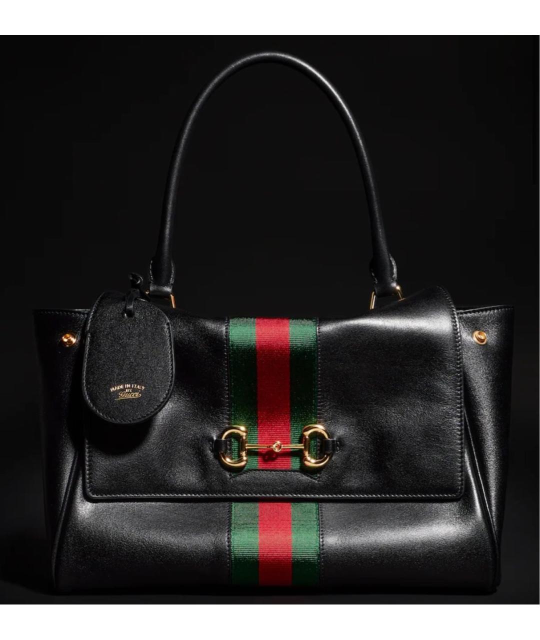 GUCCI Черная кожаная сумка с короткими ручками, фото 7