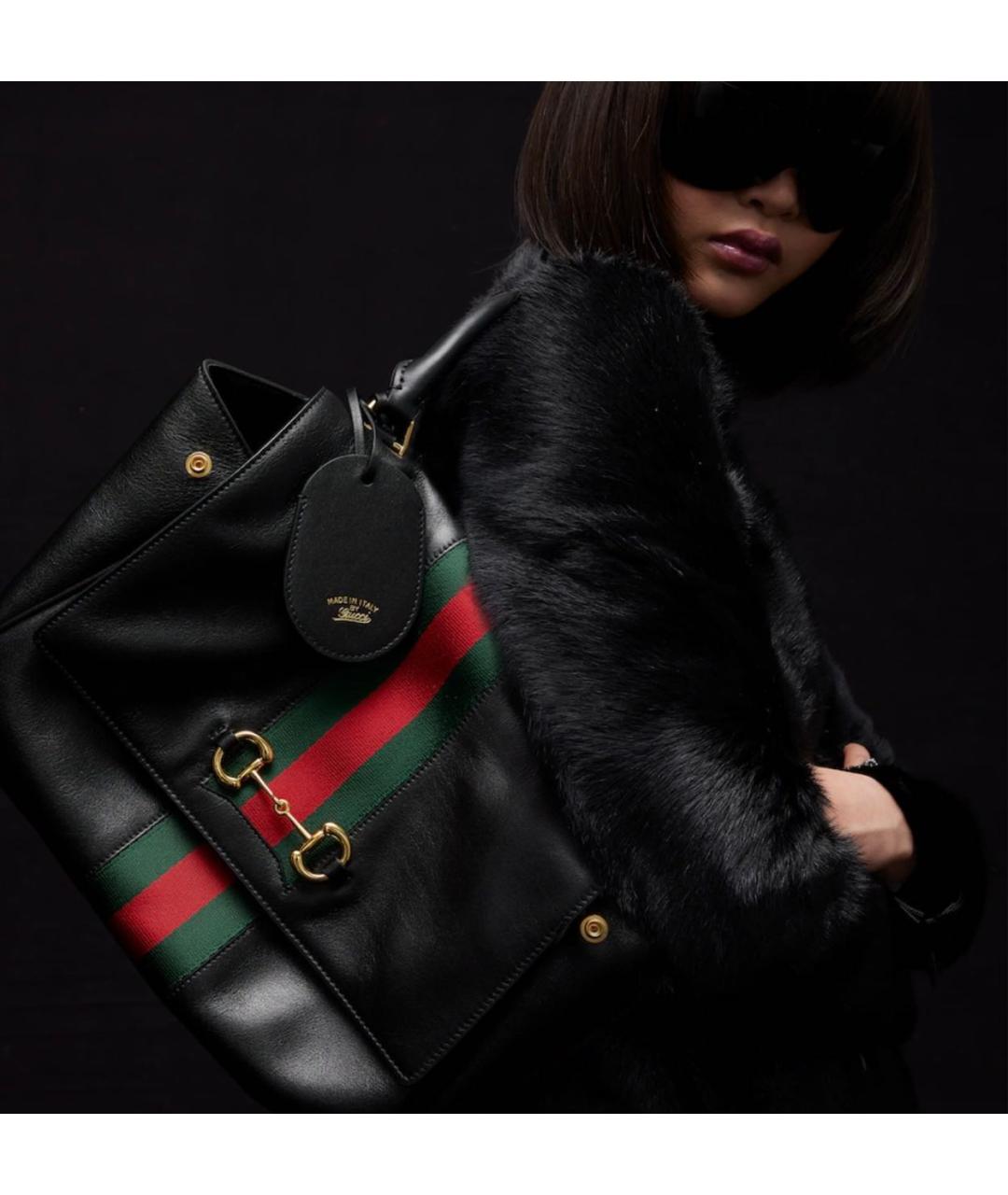 GUCCI Черная кожаная сумка с короткими ручками, фото 6