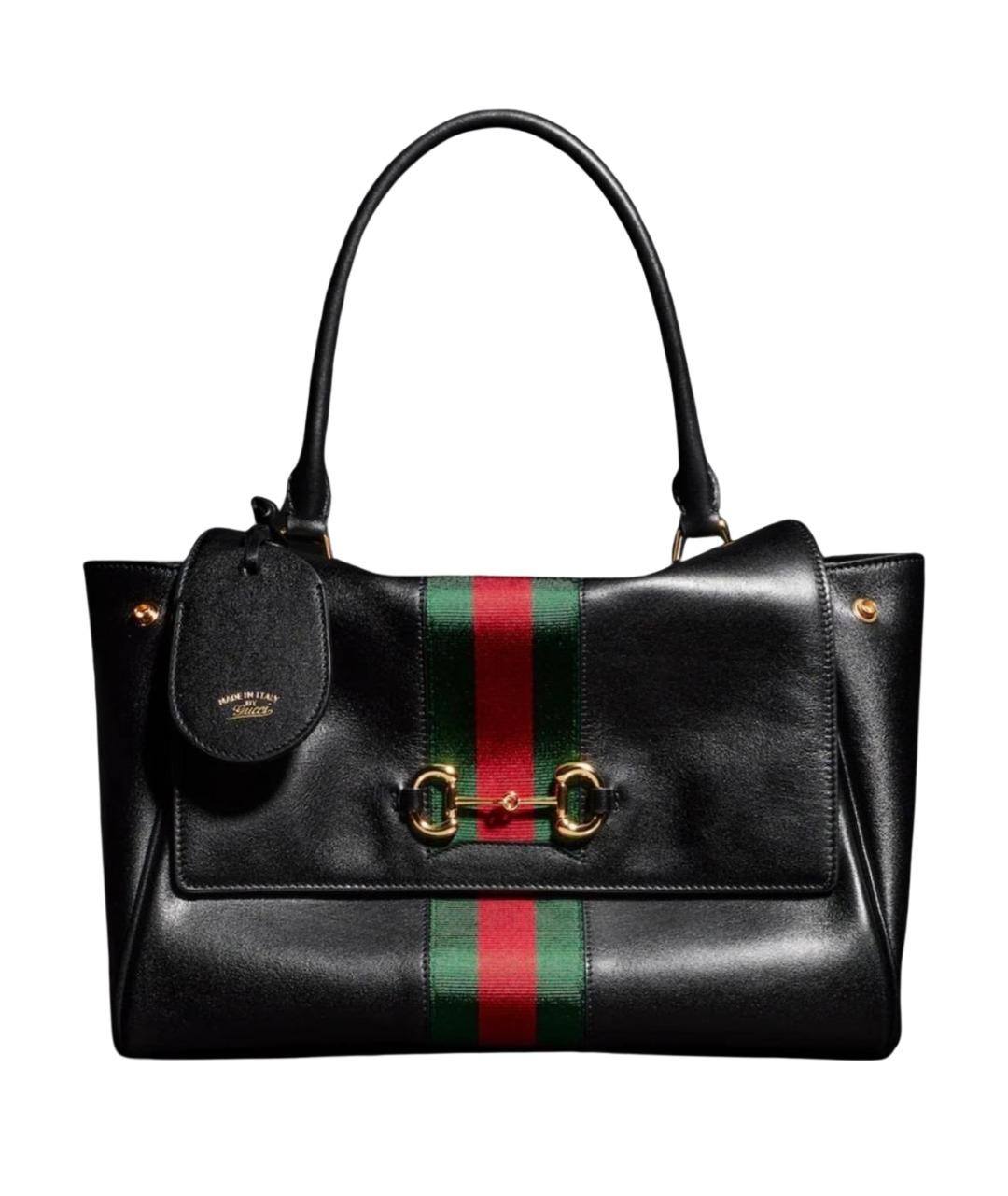 GUCCI Черная кожаная сумка с короткими ручками, фото 1