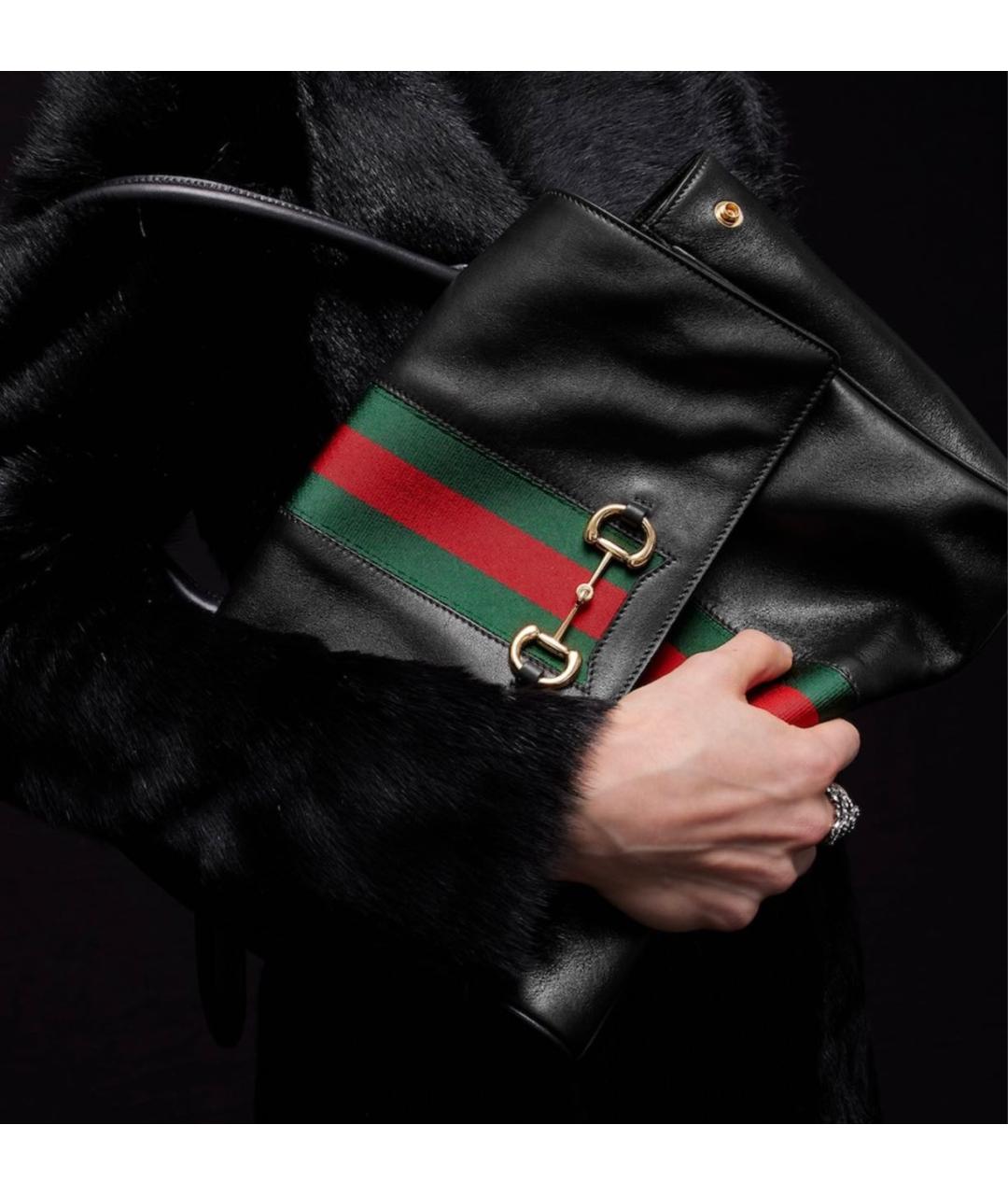 GUCCI Черная кожаная сумка с короткими ручками, фото 5