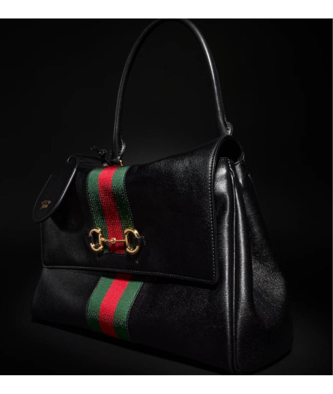 GUCCI Черная кожаная сумка с короткими ручками, фото 2
