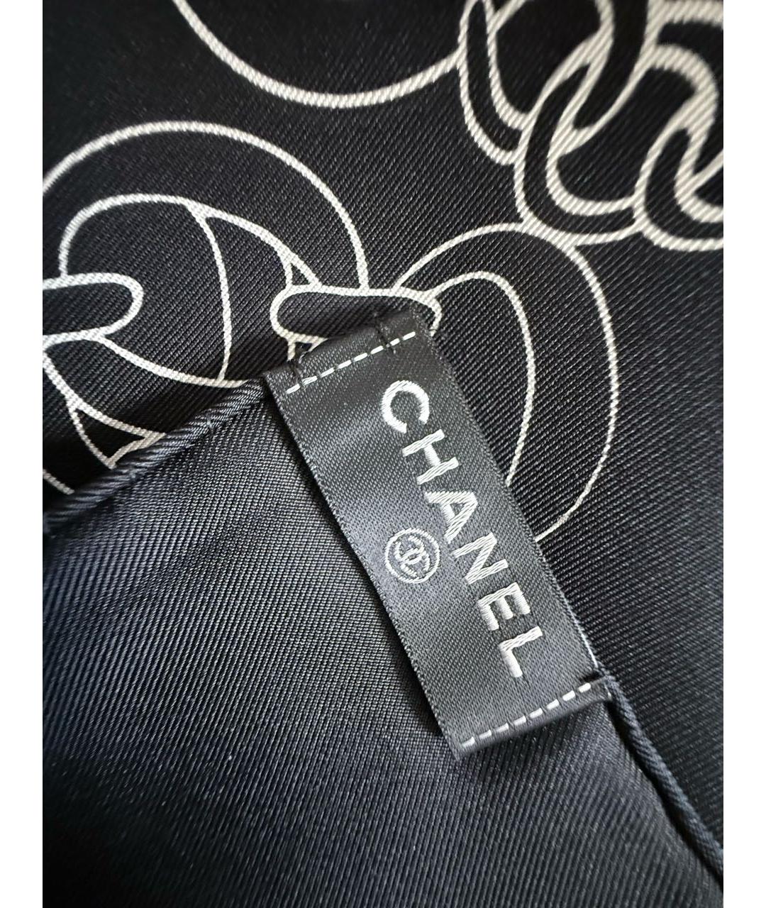 CHANEL Черный шелковый платок, фото 6