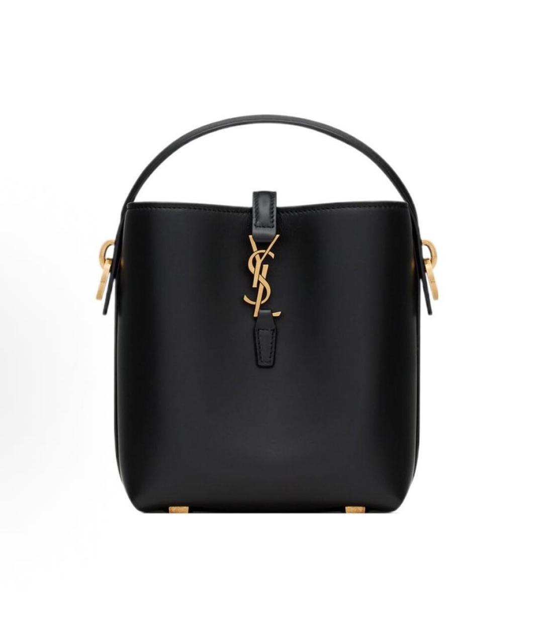 SAINT LAURENT Черная кожаная сумка с короткими ручками, фото 6