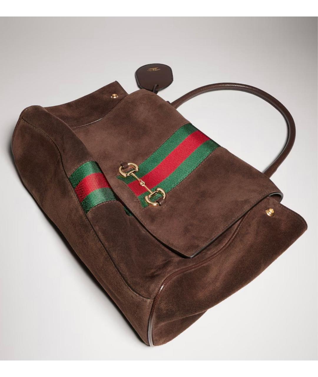 GUCCI Коричневая замшевая сумка с короткими ручками, фото 6