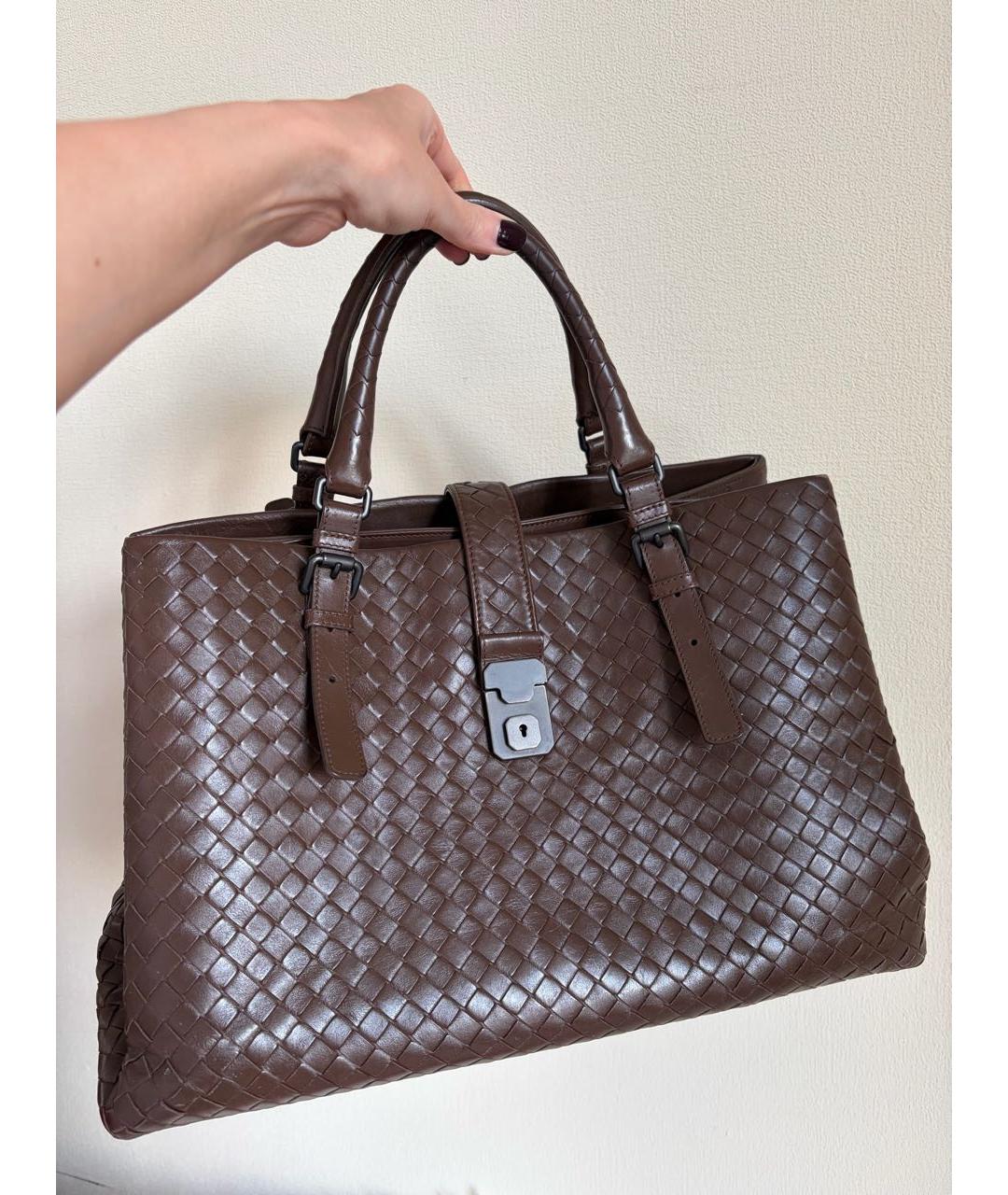 BOTTEGA VENETA Коричневая кожаная сумка тоут, фото 7
