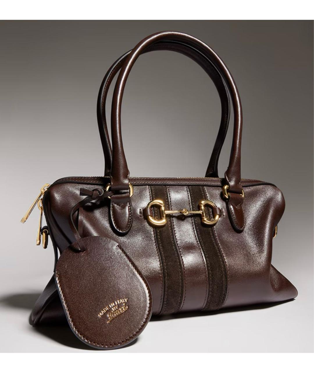 GUCCI Коричневая кожаная сумка через плечо, фото 5