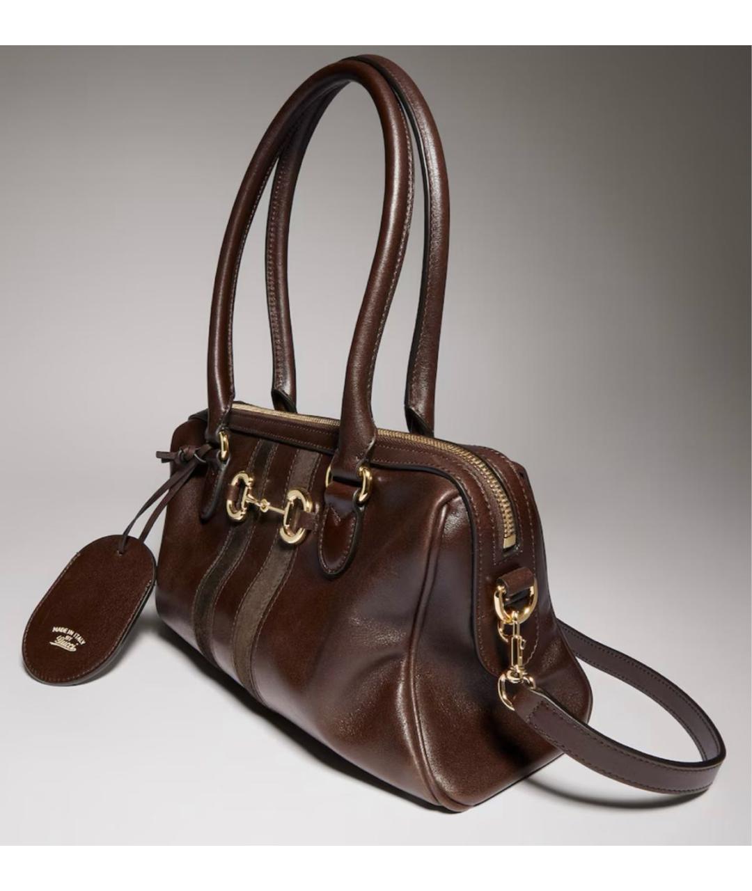 GUCCI Коричневая кожаная сумка через плечо, фото 2