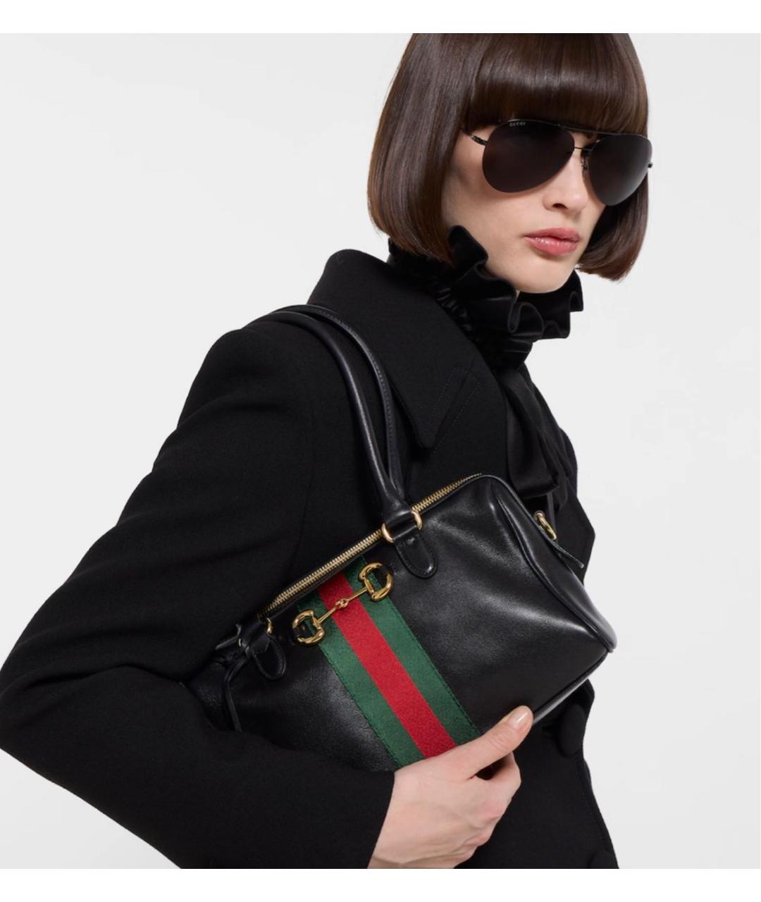 GUCCI Черная кожаная сумка через плечо, фото 3
