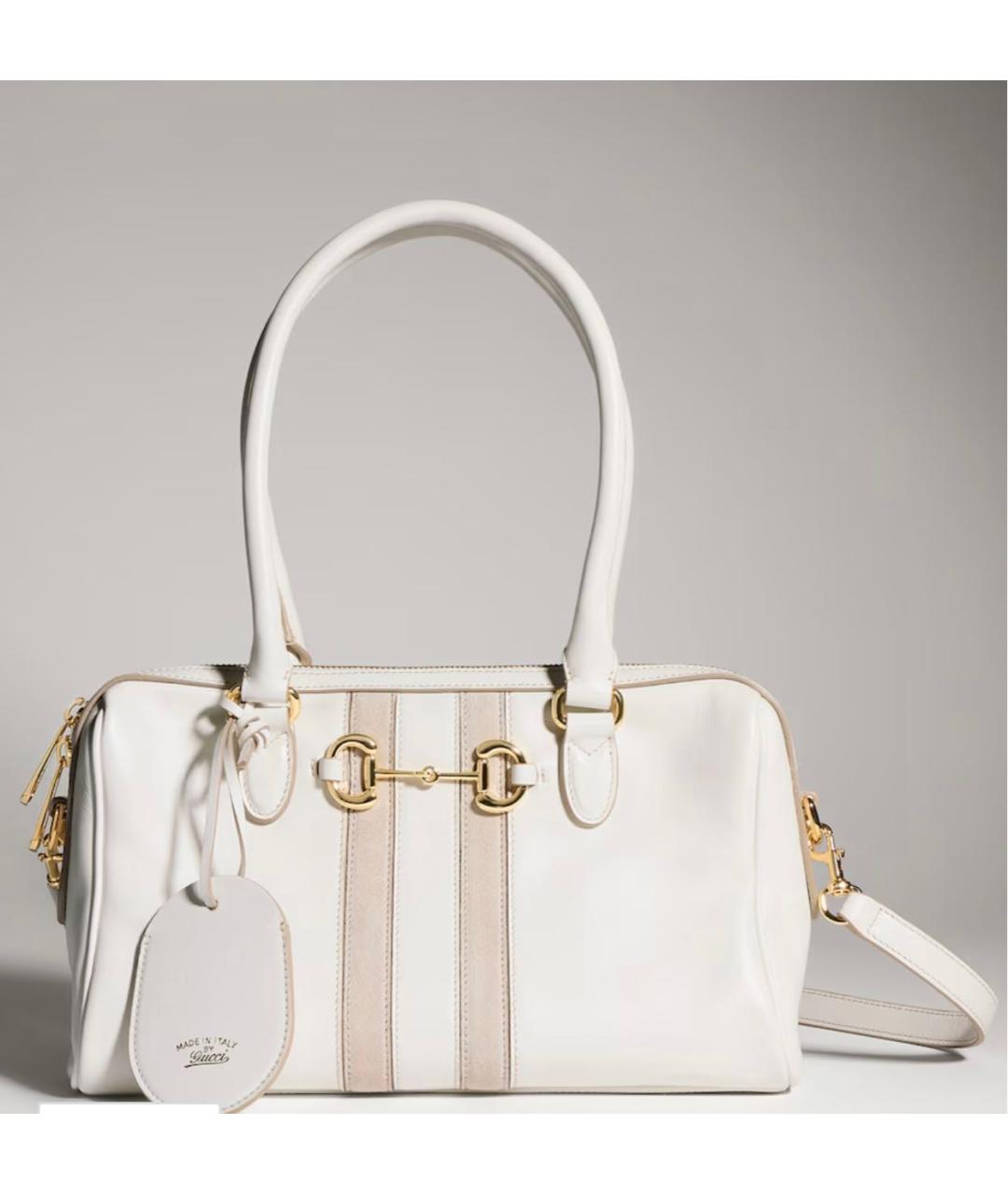 GUCCI Белая кожаная сумка с короткими ручками, фото 6