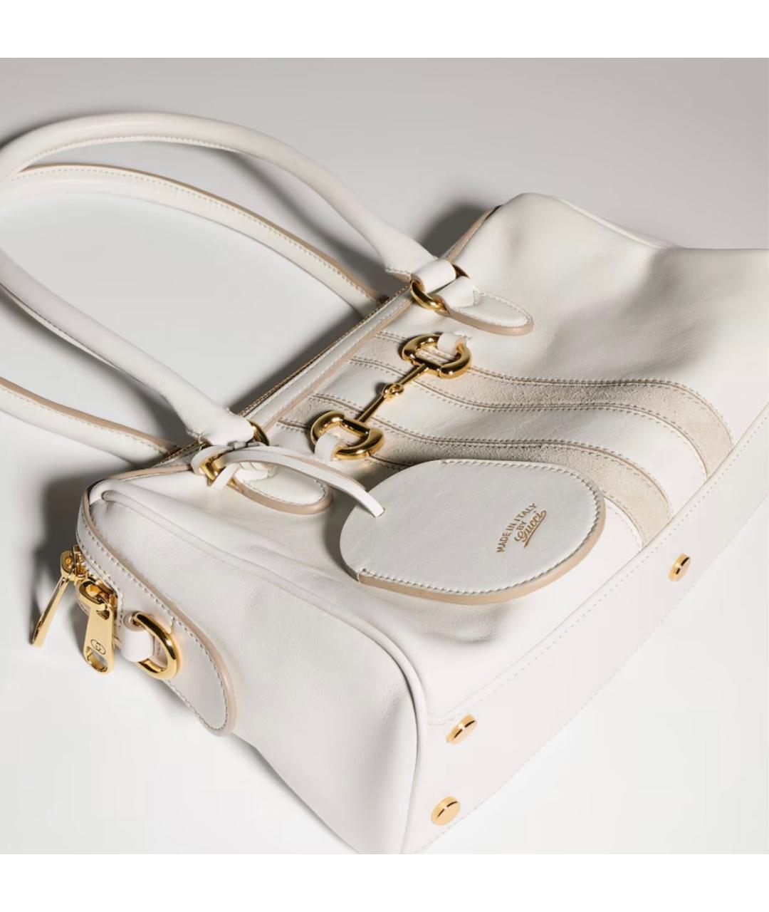 GUCCI Белая кожаная сумка с короткими ручками, фото 3