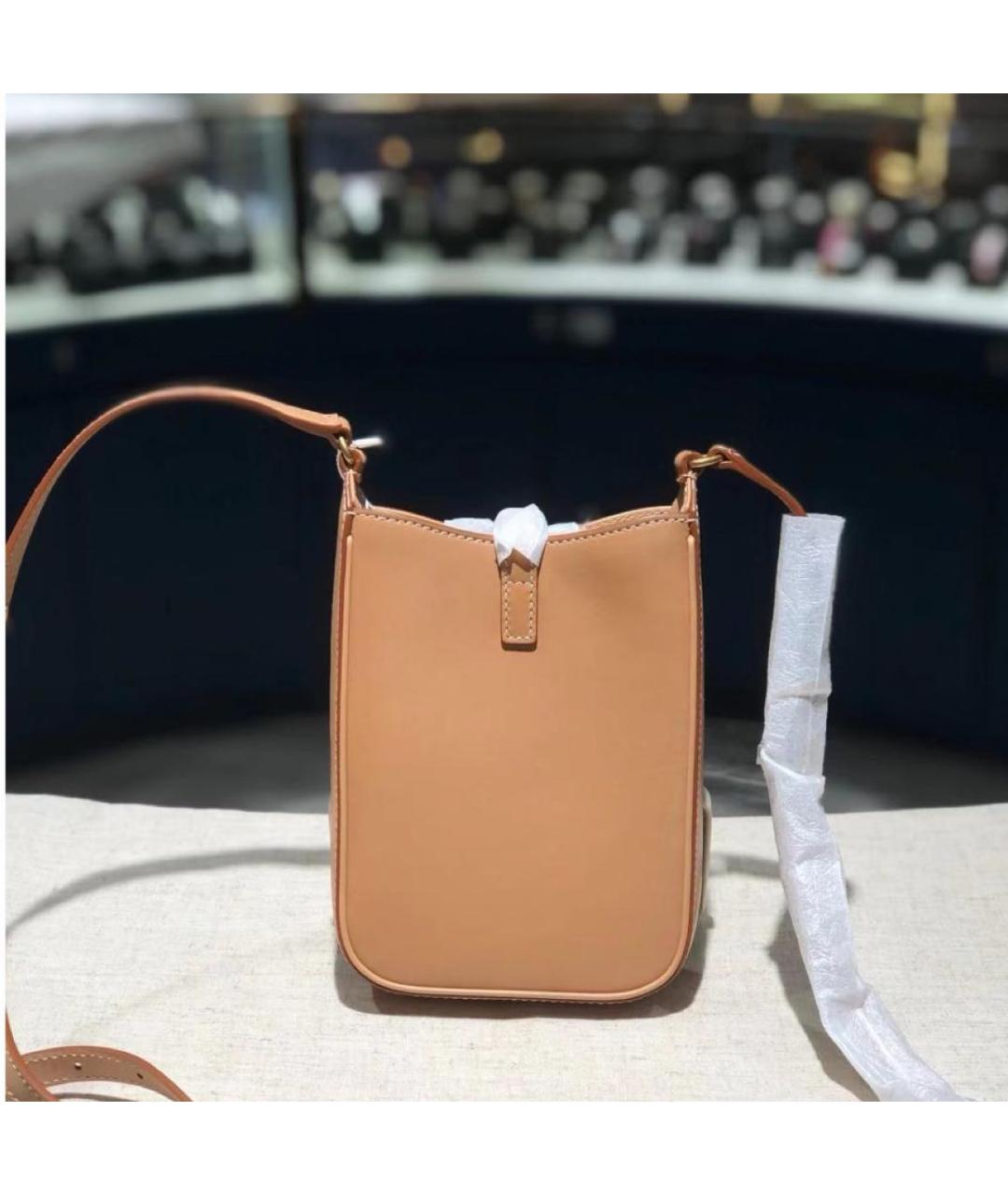 SAINT LAURENT Коричневая кожаная сумка через плечо, фото 3